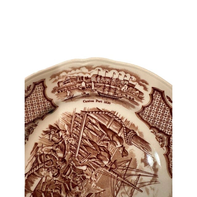 Vintage Alfred Meakin Staffordshire Fair Winds The Friendship of Salem Brown Salad Plates - Set of 10 | IdleHour