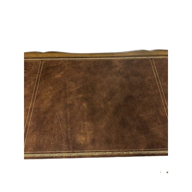 Vintage Auffray & Co French Walnut Partners Desk With Tooled Leather Top | IdleHour