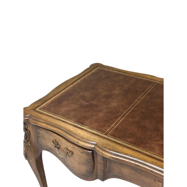 Vintage Auffray & Co French Walnut Partners Desk With Tooled Leather Top | IdleHour