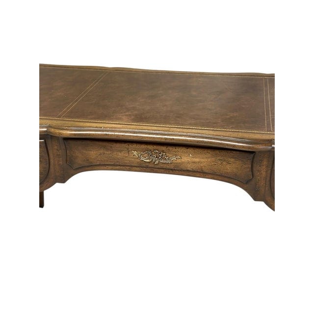 Vintage Auffray & Co French Walnut Partners Desk With Tooled Leather Top | IdleHour