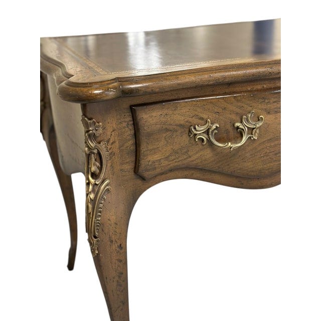 Vintage Auffray & Co French Walnut Partners Desk With Tooled Leather Top | IdleHour