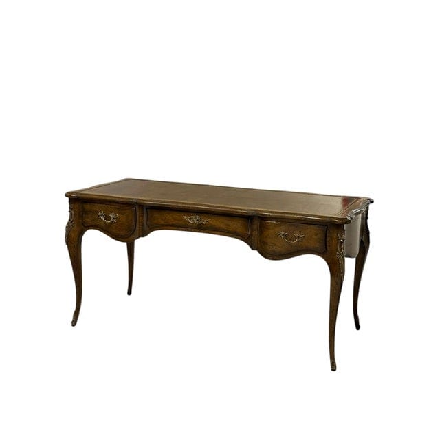 Vintage Auffray & Co French Walnut Partners Desk With Tooled Leather Top | IdleHour