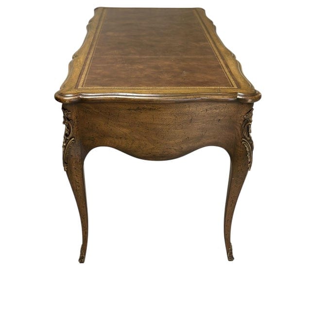 Vintage Auffray & Co French Walnut Partners Desk With Tooled Leather Top | IdleHour