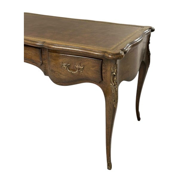 Vintage Auffray & Co French Walnut Partners Desk With Tooled Leather Top | IdleHour