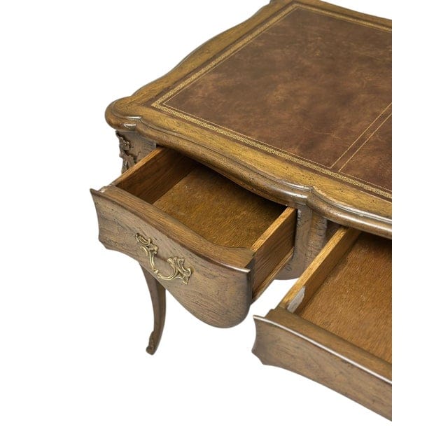 Vintage Auffray & Co French Walnut Partners Desk With Tooled Leather Top | IdleHour