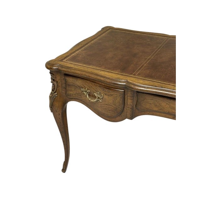 Vintage Auffray & Co French Walnut Partners Desk With Tooled Leather Top | IdleHour