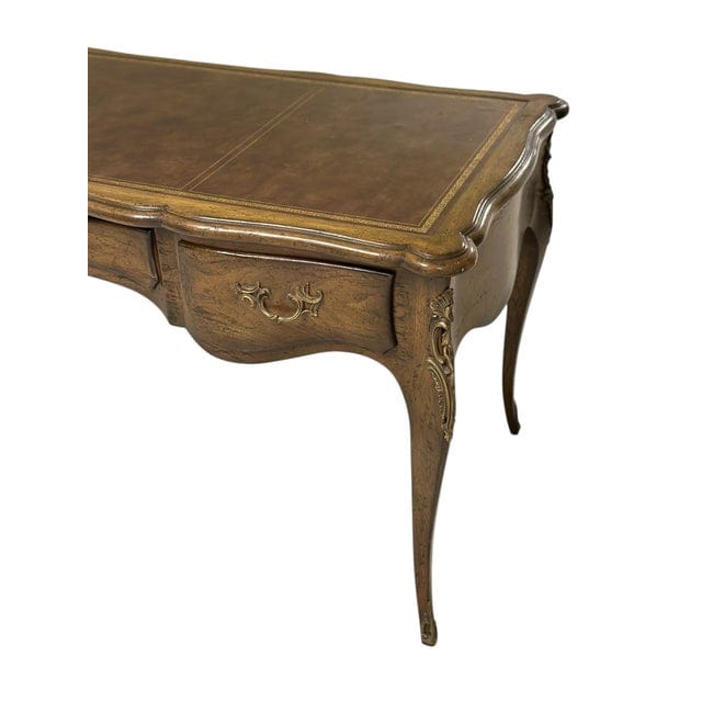 Vintage Auffray & Co French Walnut Partners Desk With Tooled Leather Top | IdleHour