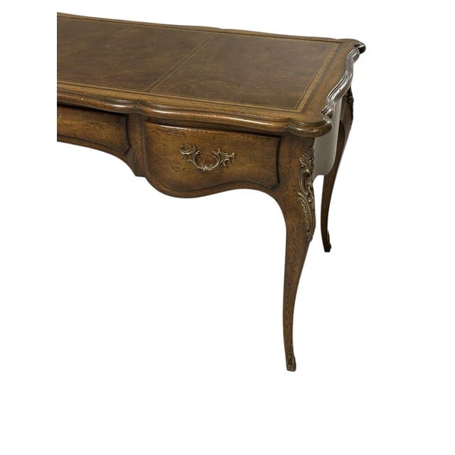 Vintage Auffray & Co French Walnut Partners Desk With Tooled Leather Top | IdleHour