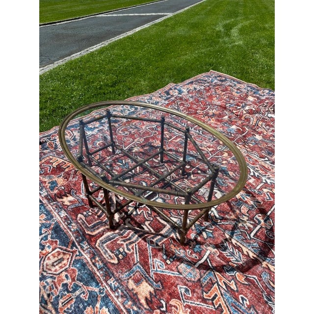 Vintage Bamboo and Brass Pie Crust Table | IdleHour