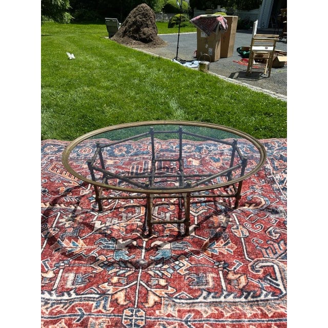 Vintage Bamboo and Brass Pie Crust Table | IdleHour
