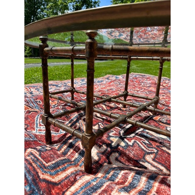 Vintage Bamboo and Brass Pie Crust Table | IdleHour