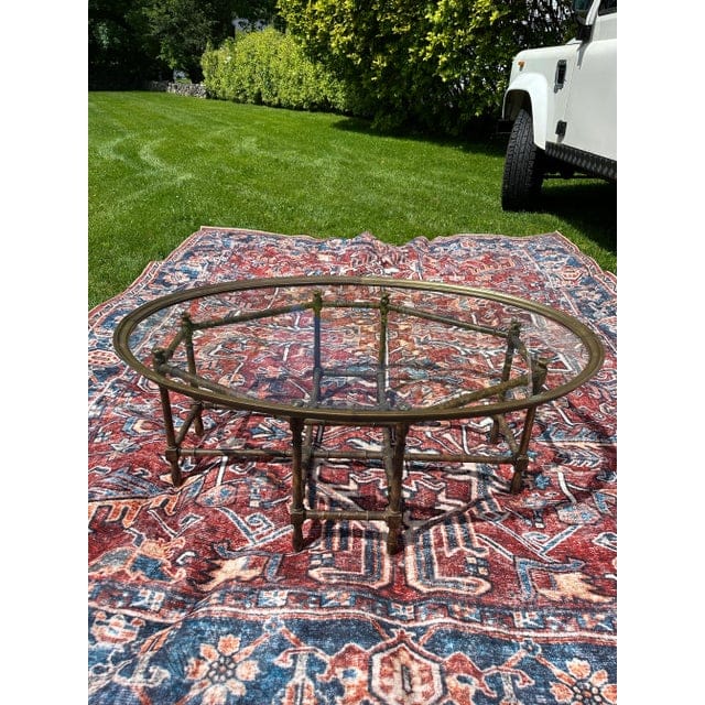 Vintage Bamboo and Brass Pie Crust Table | IdleHour
