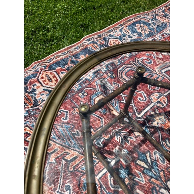 Vintage Bamboo and Brass Pie Crust Table | IdleHour