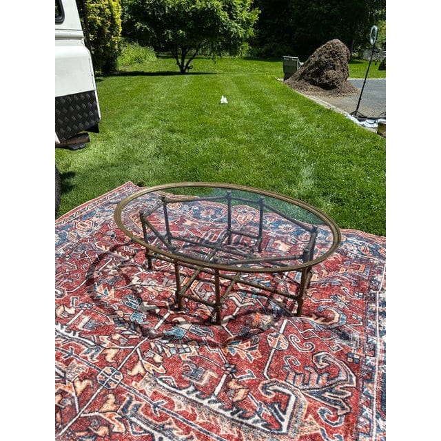 Vintage Bamboo and Brass Pie Crust Table | IdleHour