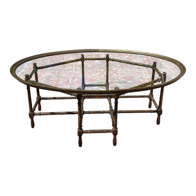 Vintage Bamboo and Brass Pie Crust Table | IdleHour