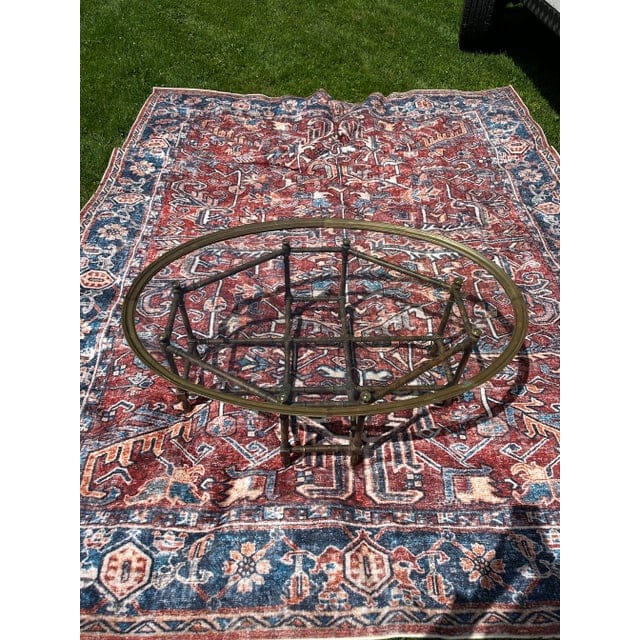 Vintage Bamboo and Brass Pie Crust Table | IdleHour