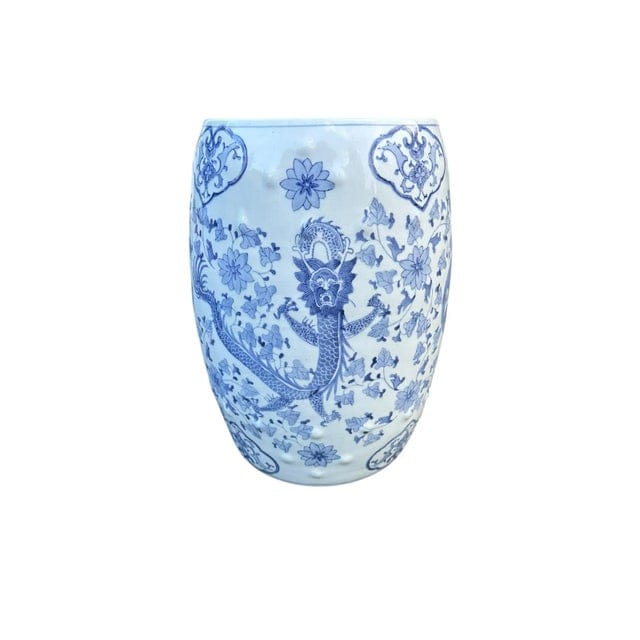 Vintage Blue and White Chinoiserie Ceramic Garden Bench | IdleHour