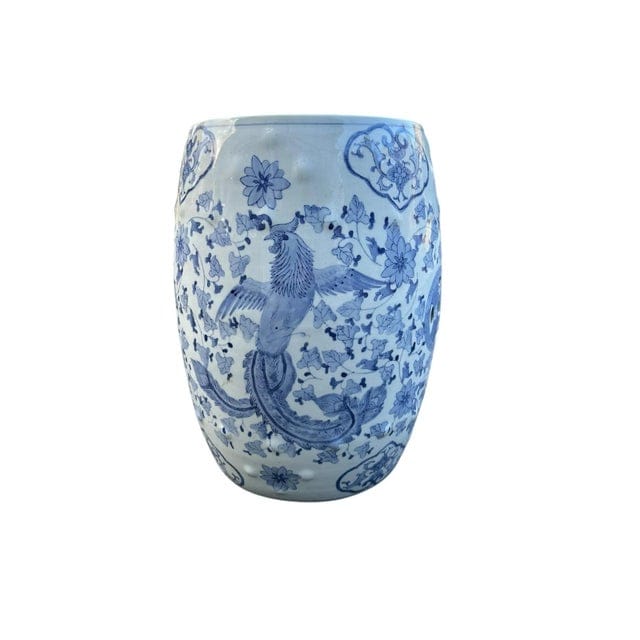 Vintage Blue and White Chinoiserie Ceramic Garden Bench | IdleHour