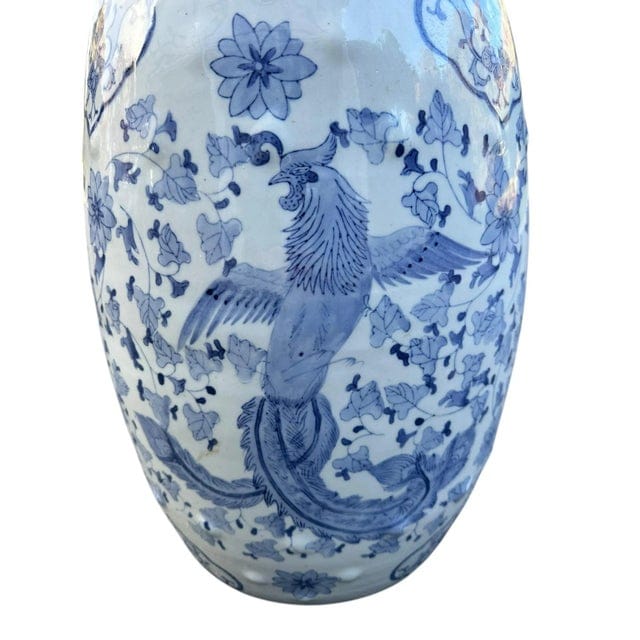 Vintage Blue and White Chinoiserie Ceramic Garden Bench | IdleHour