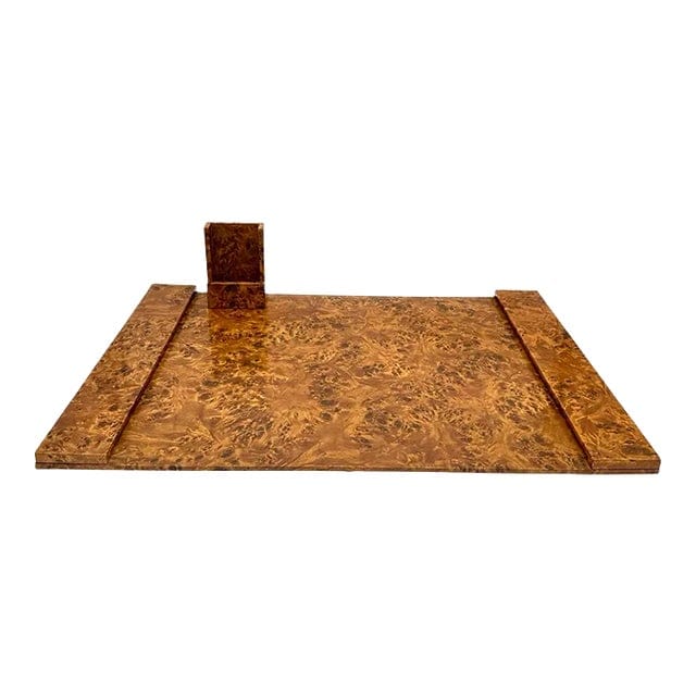 Vintage Burlwood Desk Accessories - 2 Piece Set | IdleHour