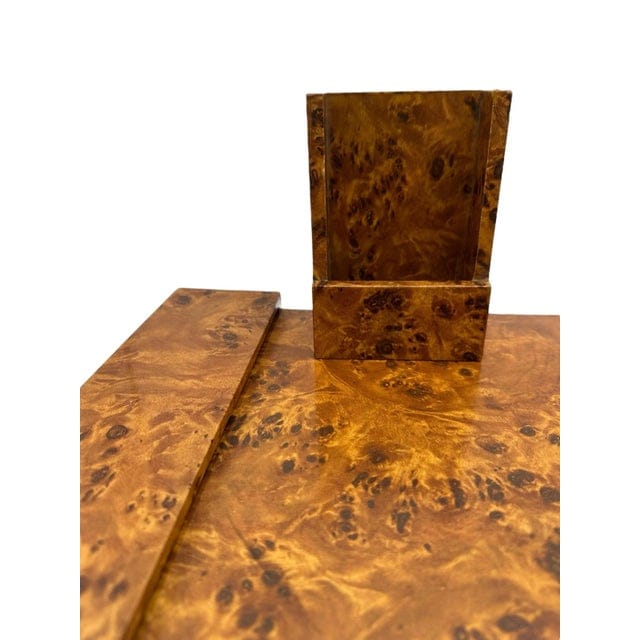 Vintage Burlwood Desk Accessories - 2 Piece Set | IdleHour