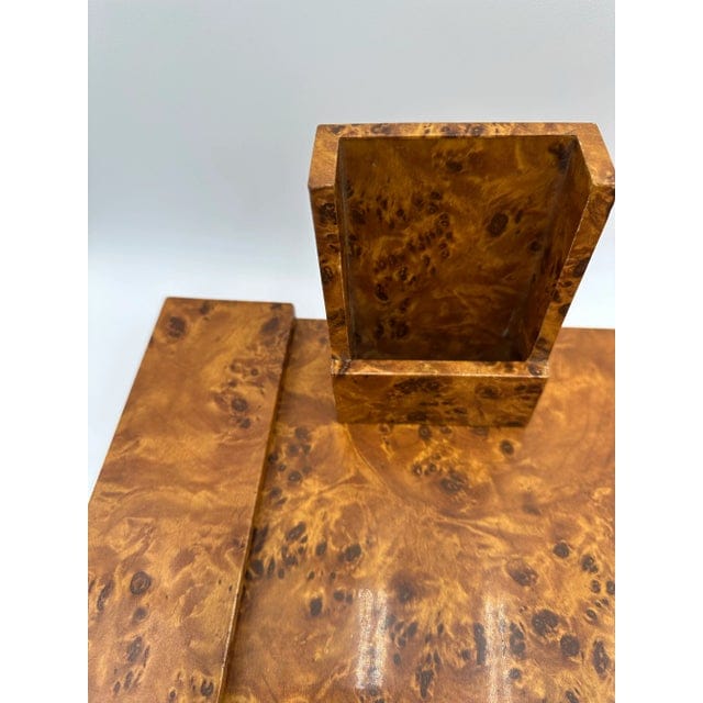 Vintage Burlwood Desk Accessories - 2 Piece Set | IdleHour