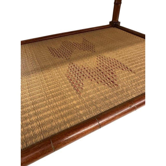 Vintage Chinese Chippendale Two-Tiered Rattan and Bamboo Table | IdleHour