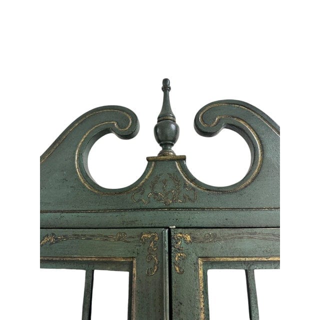 Vintage Chippendale Hand Painted Green and Gold Chinoiserie Secretary With an Antiqued Finish | IdleHour