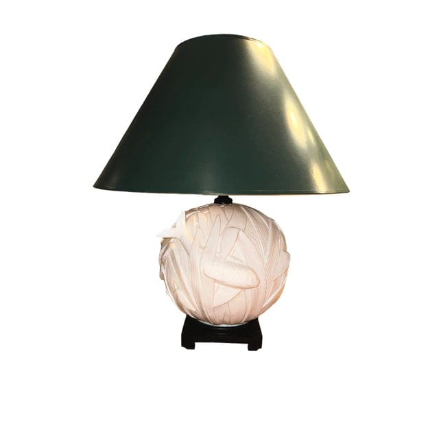 Vintage Coy Fish Relief Lamp With Green Shade | IdleHour