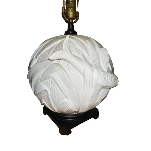 Vintage Coy Fish Relief Lamp With Green Shade | IdleHour