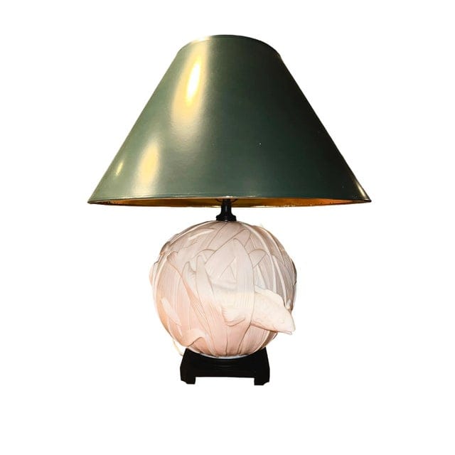Vintage Coy Fish Relief Lamp With Green Shade | IdleHour