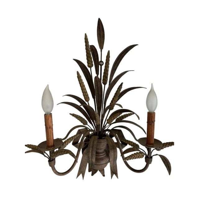 Vintage Currey and Company Wheat Motif Sconce - Bronze Finish | IdleHour