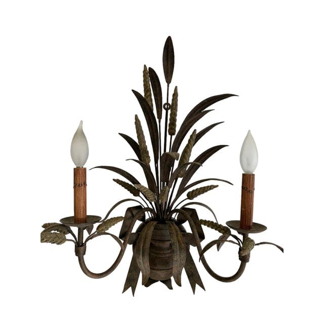 Vintage Currey and Company Wheat Motif Sconce - Bronze Finish | IdleHour