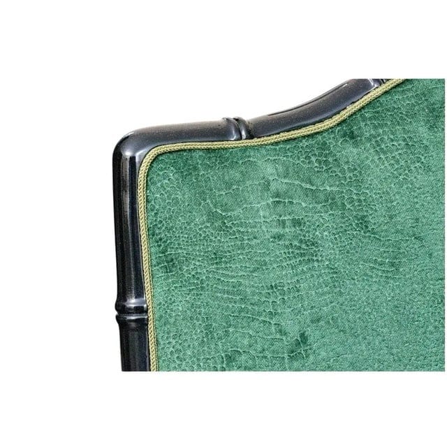 Vintage Faux Bamboo Dark Green Chippendale Dining Chairs With Green Velvet Crocodile Relief Upholstery - Set of 6 | IdleHour