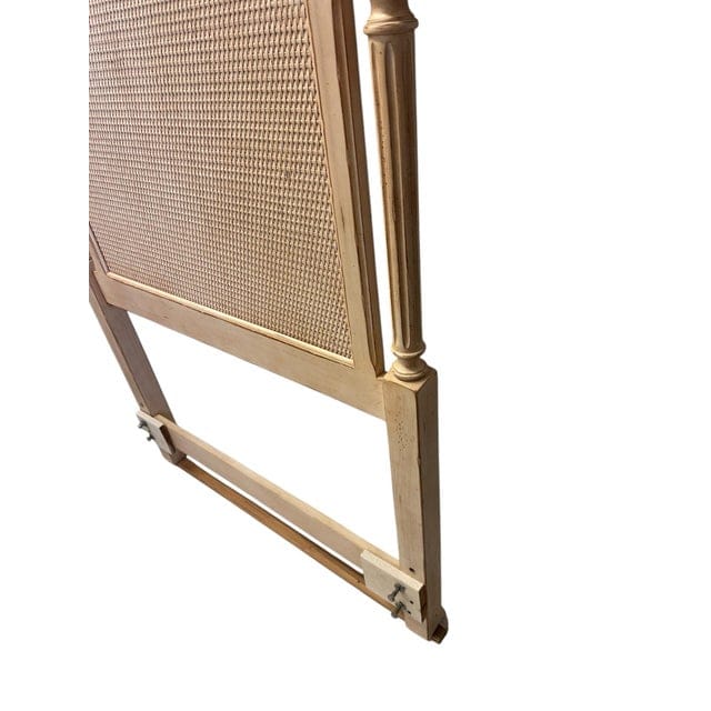 Vintage French Provincial Cream Rattan Twin Headboard | IdleHour