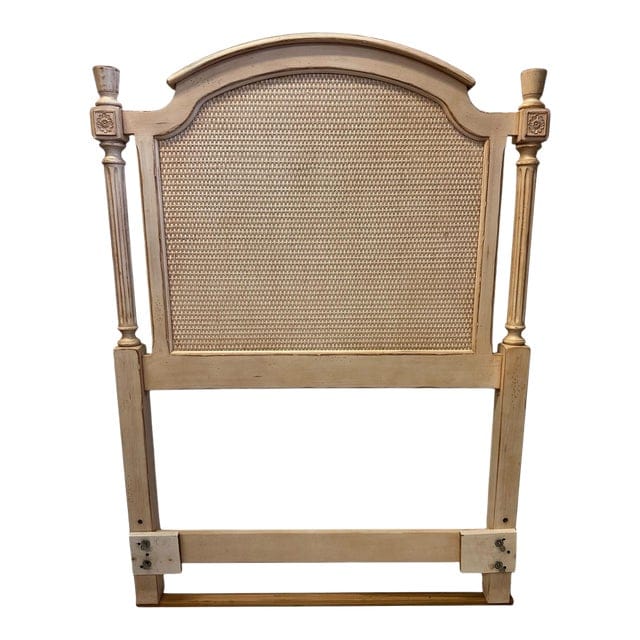 Vintage French Provincial Cream Rattan Twin Headboard | IdleHour