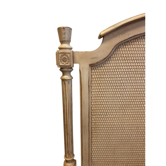 Vintage French Provincial Cream Rattan Twin Headboard | IdleHour