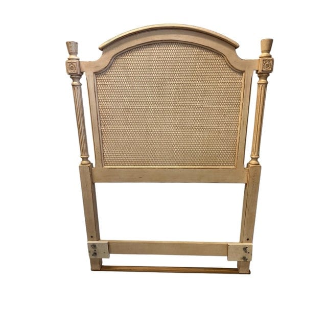 Vintage French Provincial Cream Rattan Twin Headboard | IdleHour
