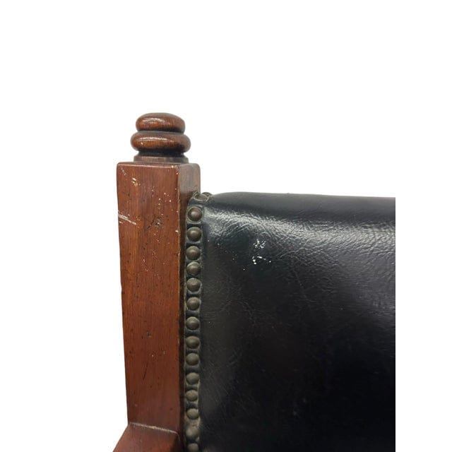 Vintage Hollywood Regency Black Leather Directors Chair | IdleHour