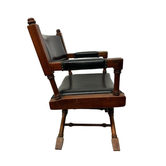 Vintage Hollywood Regency Black Leather Directors Chair | IdleHour