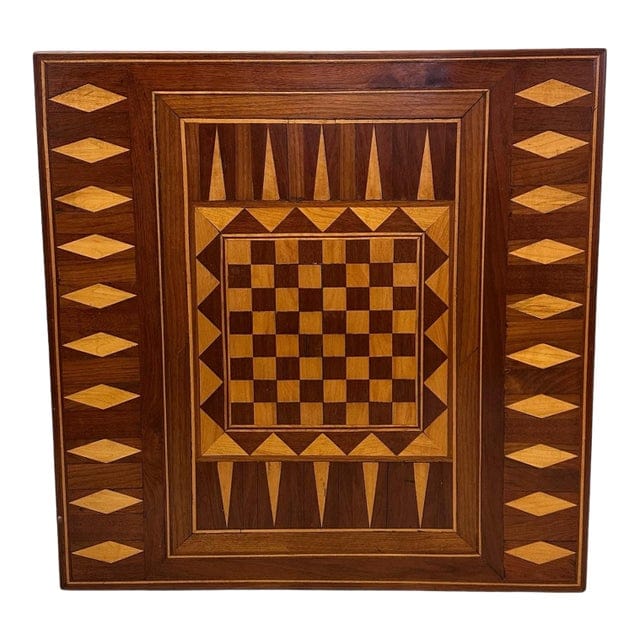 Vintage Inlaid Wood Chess and Backgammon Wall Board | IdleHour