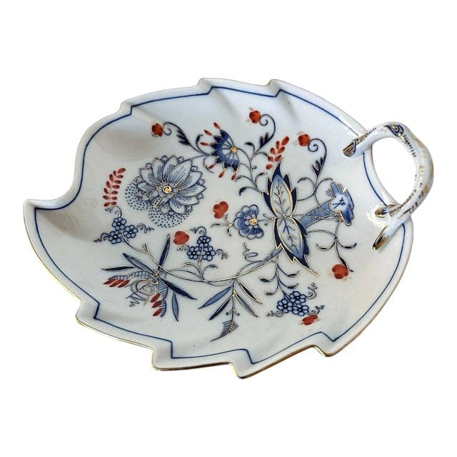 Vintage Meissen Onion Pattern Leaf Shaped Dish | IdleHour