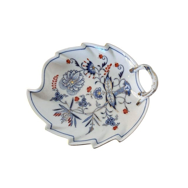 Vintage Meissen Onion Pattern Leaf Shaped Dish | IdleHour