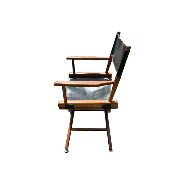 Vintage Mid-Century Black Leather Distressed Directors Chair by the Telescope Folding Chair Company | IdleHour