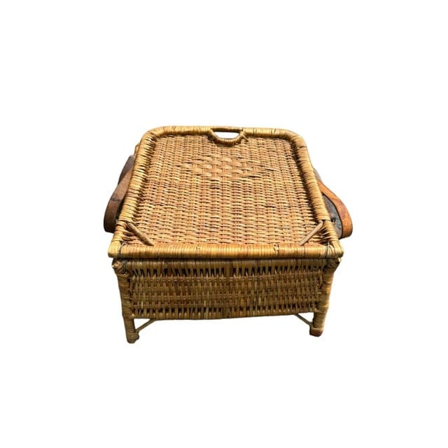 Vintage Picnic Wicker and Leather Chair Fisherman’s Folding Seat | IdleHour