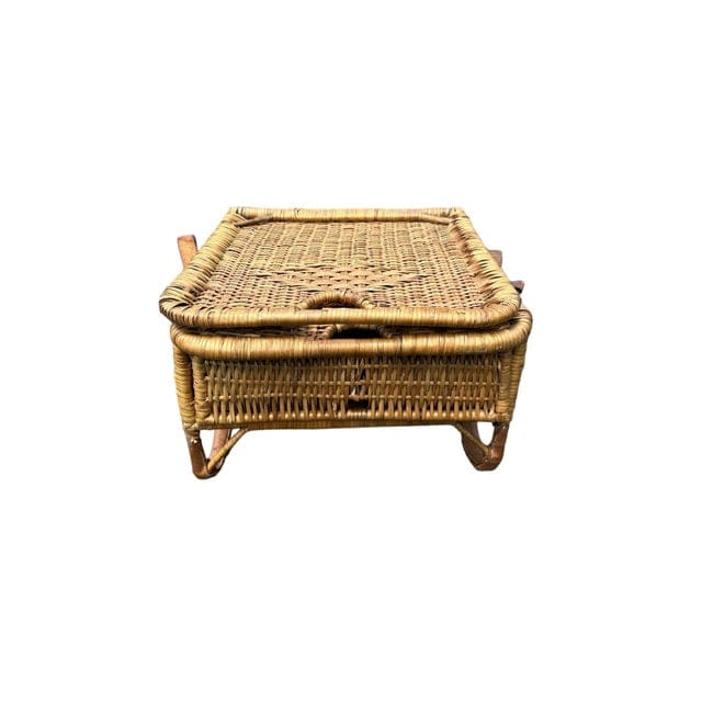 Vintage Picnic Wicker and Leather Chair Fisherman’s Folding Seat | IdleHour