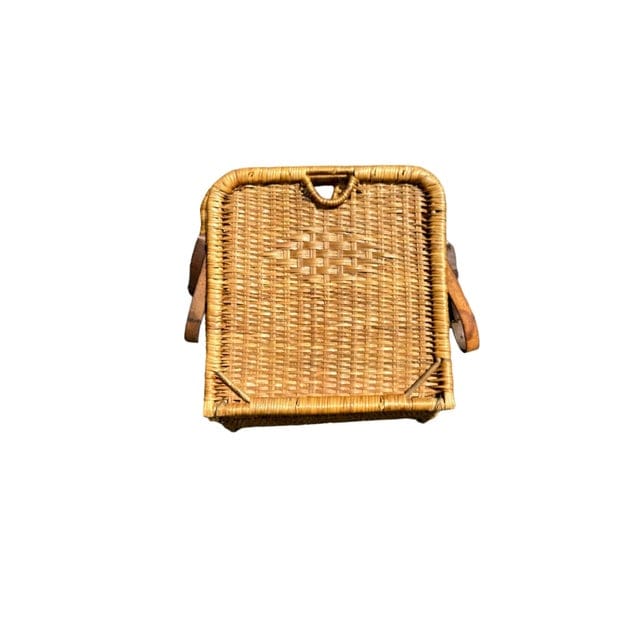 Vintage Picnic Wicker and Leather Chair Fisherman’s Folding Seat | IdleHour