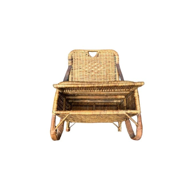 Vintage Picnic Wicker and Leather Chair Fisherman’s Folding Seat | IdleHour