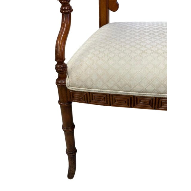 Vintage Regency Chair With Greek Key Design and Bamboo Legs | IdleHour