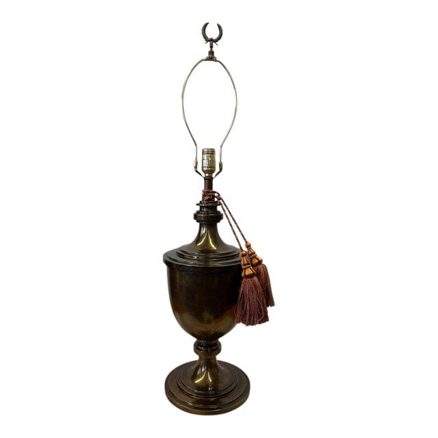 Vintage Stiffel Brass Trophy Lamp With Red and Gold Tassels | IdleHour